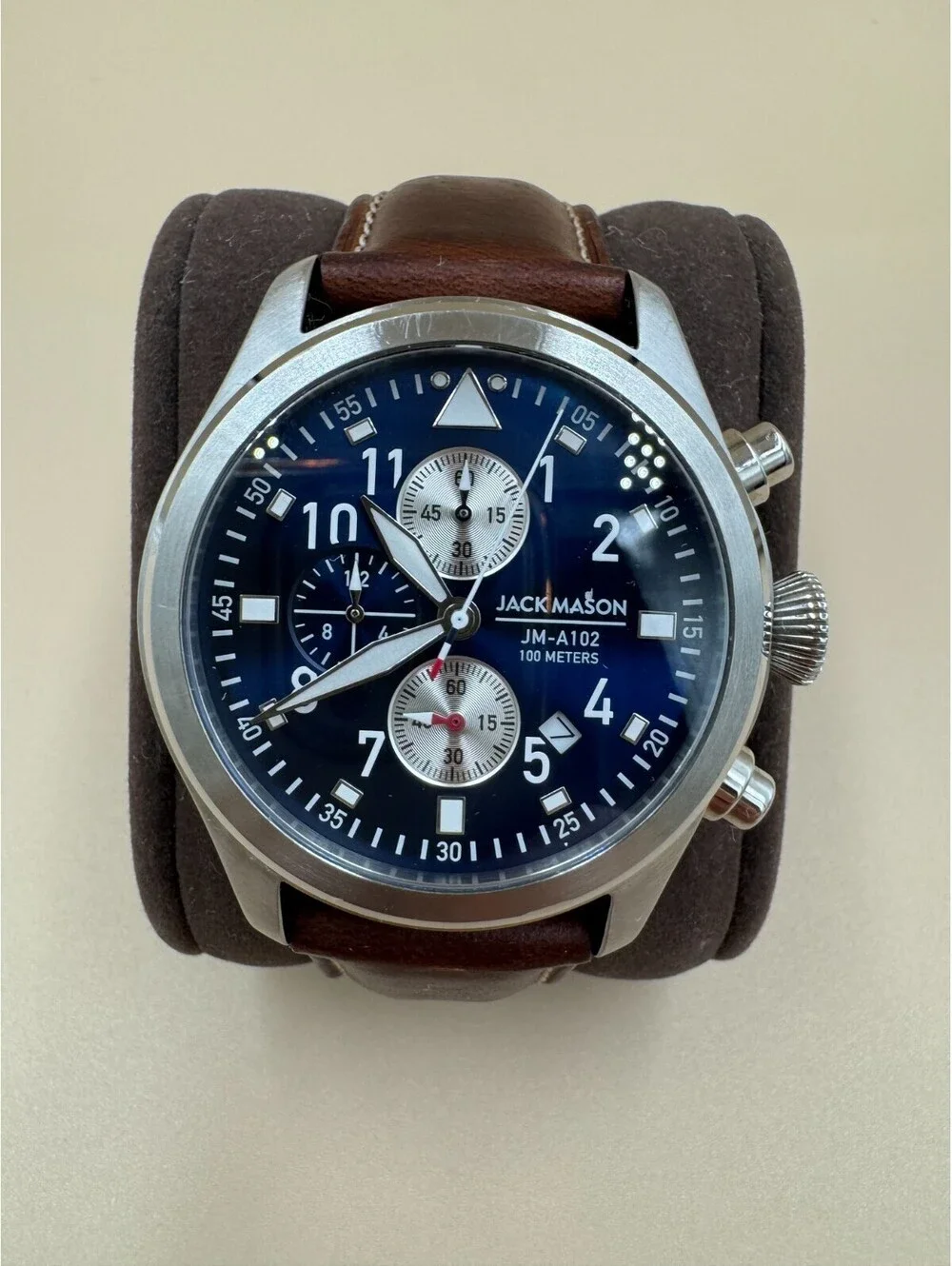 Jack Mason Aviator Chronograph Mens Watch - JM-A102-107 100 Meters Leather Strap